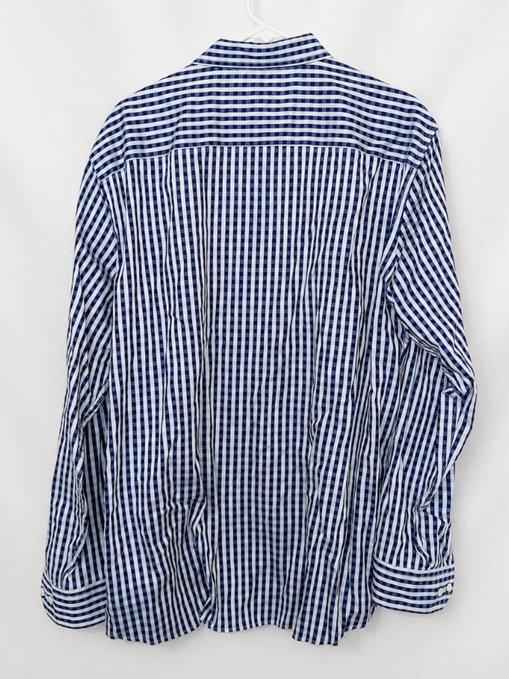 Johnston Murphy Men's XL Blue Gradient Gingham Plaid Button Down Dress Shirt - Picture 2 of 15